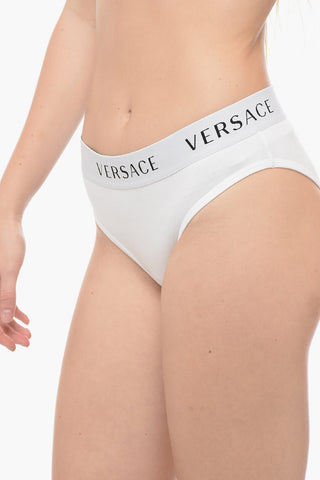 Stretch Cotton Briefs with Logoed Elastic Band