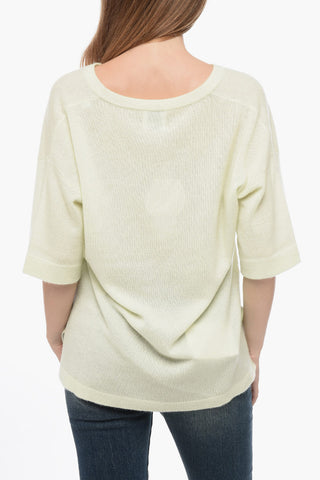 Short Sleeved Cashmere Slip-Neck Sweater