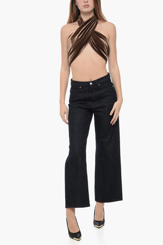 Chenille Crop Top with Criss-Cross Design