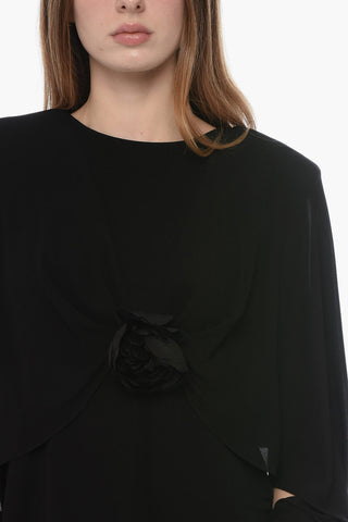 크레이프 저지 블라우스 박쥐소매