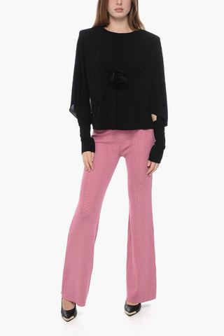 크레이프 저지 블라우스 박쥐소매