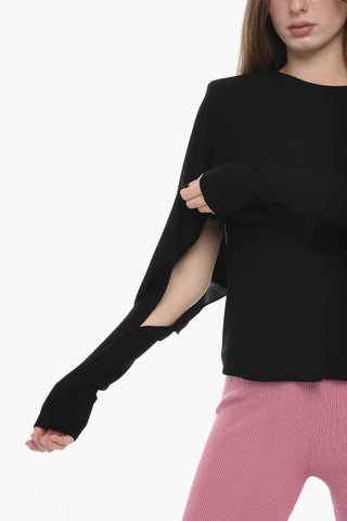 크레이프 저지 블라우스 박쥐소매