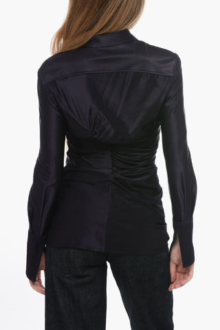 Satin Draped Shirt with Ruffle Detail