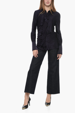 Satin Draped Shirt with Ruffle Detail
