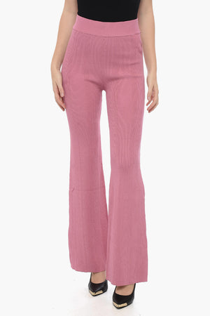 Palazzohose in Rippenstruktur mit hoher Taille
