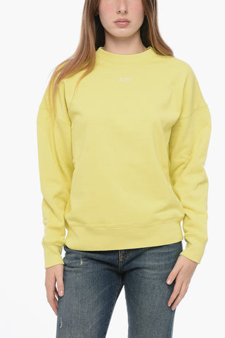 Solid Color Crew-neck Sweatshirt with Contrasting Logo
