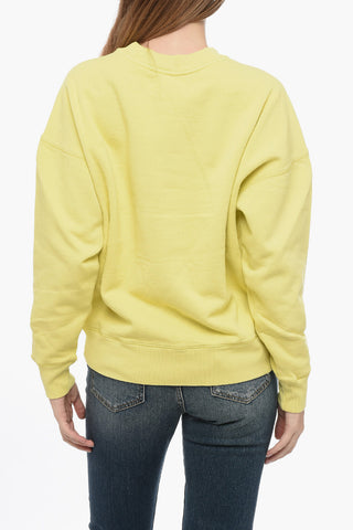 Solid Color Crew-neck Sweatshirt with Contrasting Logo