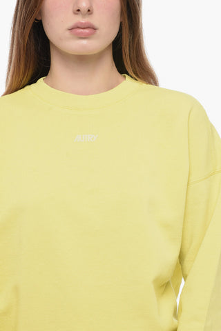 Solid Color Crew-neck Sweatshirt with Contrasting Logo