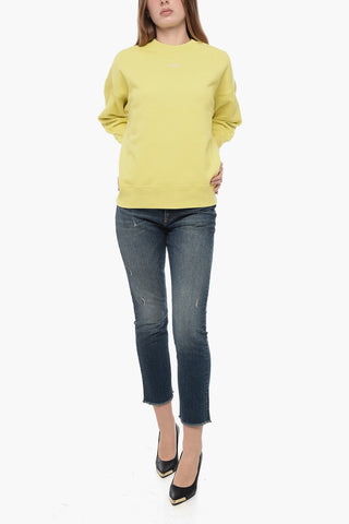 Solid Color Crew-neck Sweatshirt with Contrasting Logo