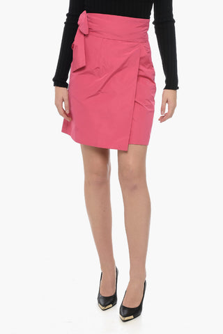 타프타 랩 스커트 리본 디테일