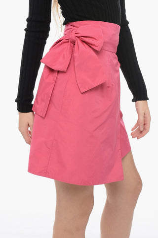 타프타 랩 스커트 리본 디테일