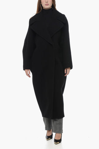 Virgin Wool Cocoon Coat with Maxi Collar