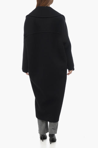Virgin Wool Cocoon Coat with Maxi Collar