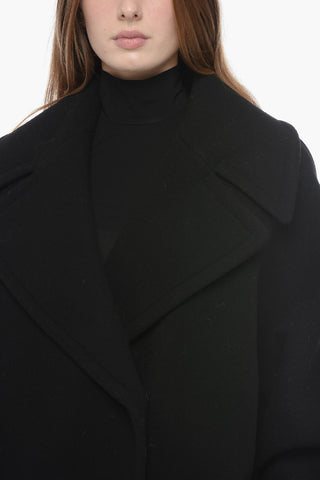 Virgin Wool Cocoon Coat with Maxi Collar