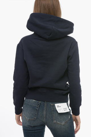 Fleeced cotton Hoodie with Contrasting Logo