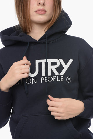 Fleeced cotton Hoodie with Contrasting Logo