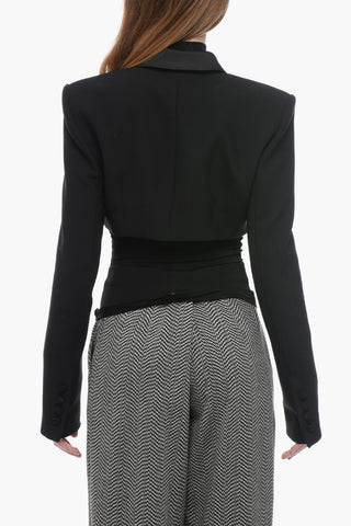 Blazer Crop Incrociato con Rever in Satin