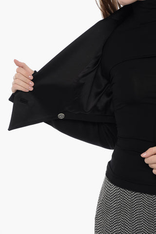 Blazer Crop Incrociato con Rever in Satin