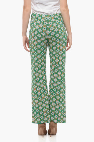 Pantaloni Elasticizzati a Vita Alta con Motivo Geometrico