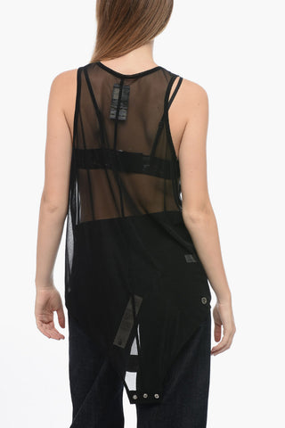 CHAMPION Canotta Semi Sheer con Ricamo a Contrasto