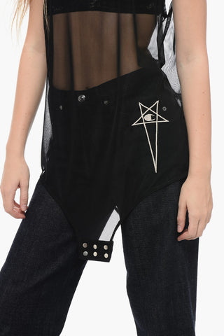 CHAMPION Canotta Semi Sheer con Ricamo a Contrasto