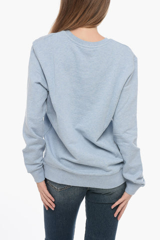Brushed Cotton Crewneck Sweatshirt with Velvet Logo