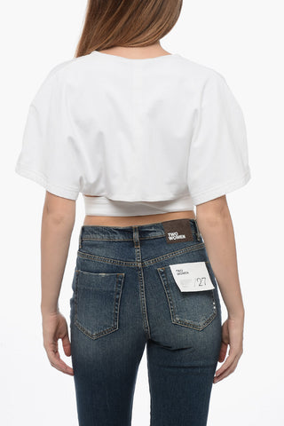 Crossed Crop Top with Logoed Velcro Closure