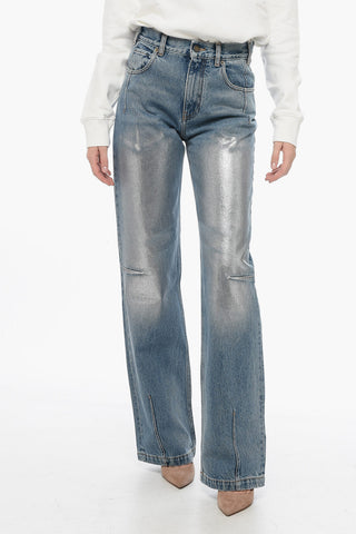 Straight Leg Denims with Silver-Tone Spray Detail 23cm
