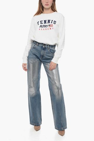 Straight Leg Denims with Silver-Tone Spray Detail 23cm