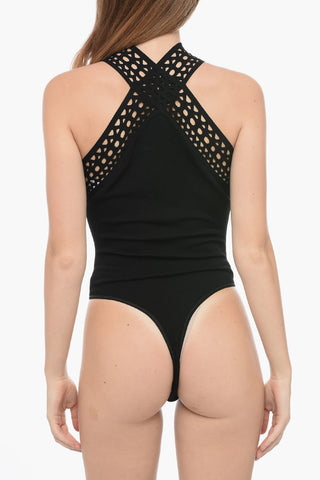 Body Halter in Maglia con Dettaglio Traforato
