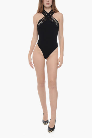 Body Halter in Maglia con Dettaglio Traforato
