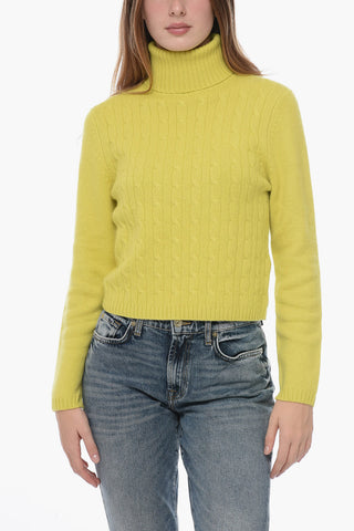 Cable Knit Cashmere Turtleneck Sweater