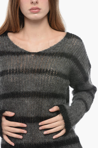 Maglia ZOE a Righe con Scollo a V