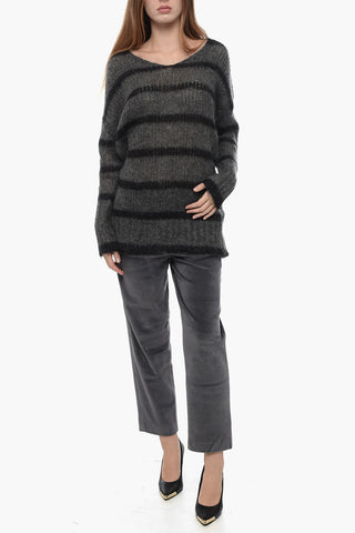 Maglia ZOE a Righe con Scollo a V