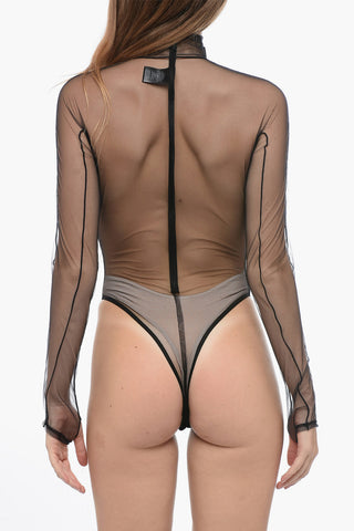 Visible Stitches Mesh Body with Embossed Logo
