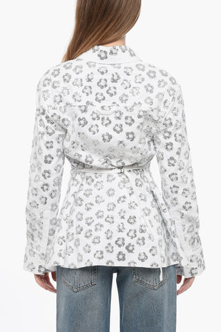 Sequined Floral Motif Shirt with Buckled Fastening