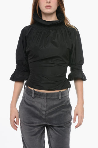 Taffetà Crewneck Shirt with Wrinkled Detail