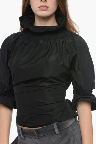 Taffetà Crewneck Shirt with Wrinkled Detail