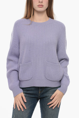 Cashmere Crew-neck Sweater with Double Patch Pockets