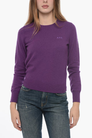 Virgin Wool Crewneck Sweater with Embroidered Logo