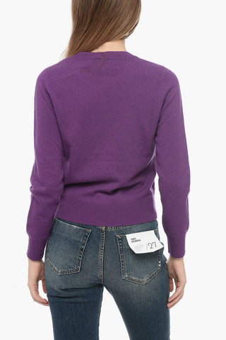 Virgin Wool Crewneck Sweater with Embroidered Logo