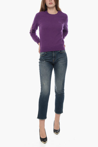 Virgin Wool Crewneck Sweater with Embroidered Logo