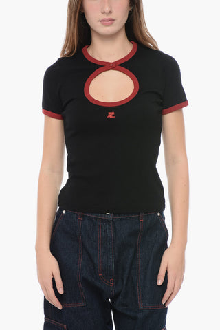 Crew-neck T-Shirt with Cut-Out Detail