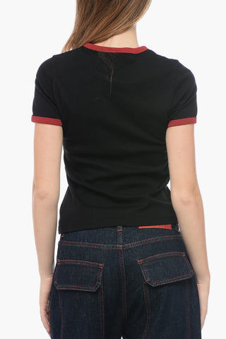Crew-neck T-Shirt with Cut-Out Detail