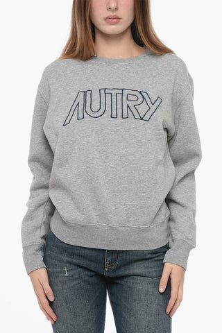 Fleeced Cotton Crew-neck Sweatshirt with Embroidered Logo