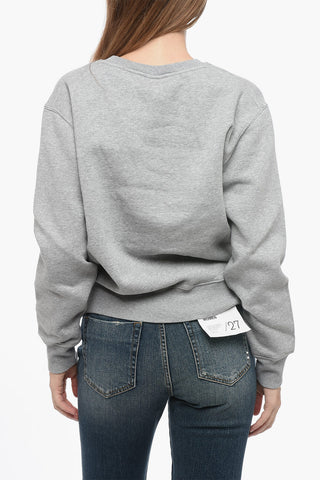 Fleeced Cotton Crew-neck Sweatshirt with Embroidered Logo