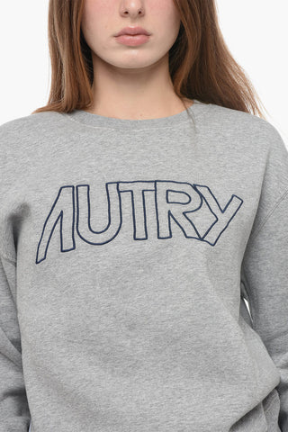 Fleeced Cotton Crew-neck Sweatshirt with Embroidered Logo