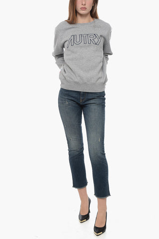 Fleeced Cotton Crew-neck Sweatshirt with Embroidered Logo