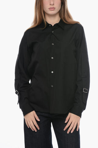 BLACK Camicia UNISEX in Cotone con Dettaglio Fibbie