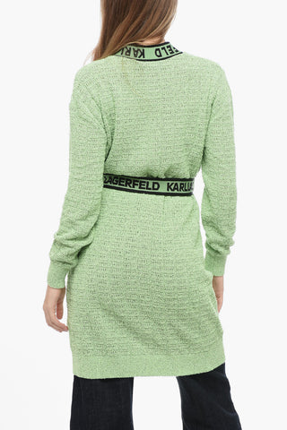 Bouclè Fabric Cardigan with Logoed Details